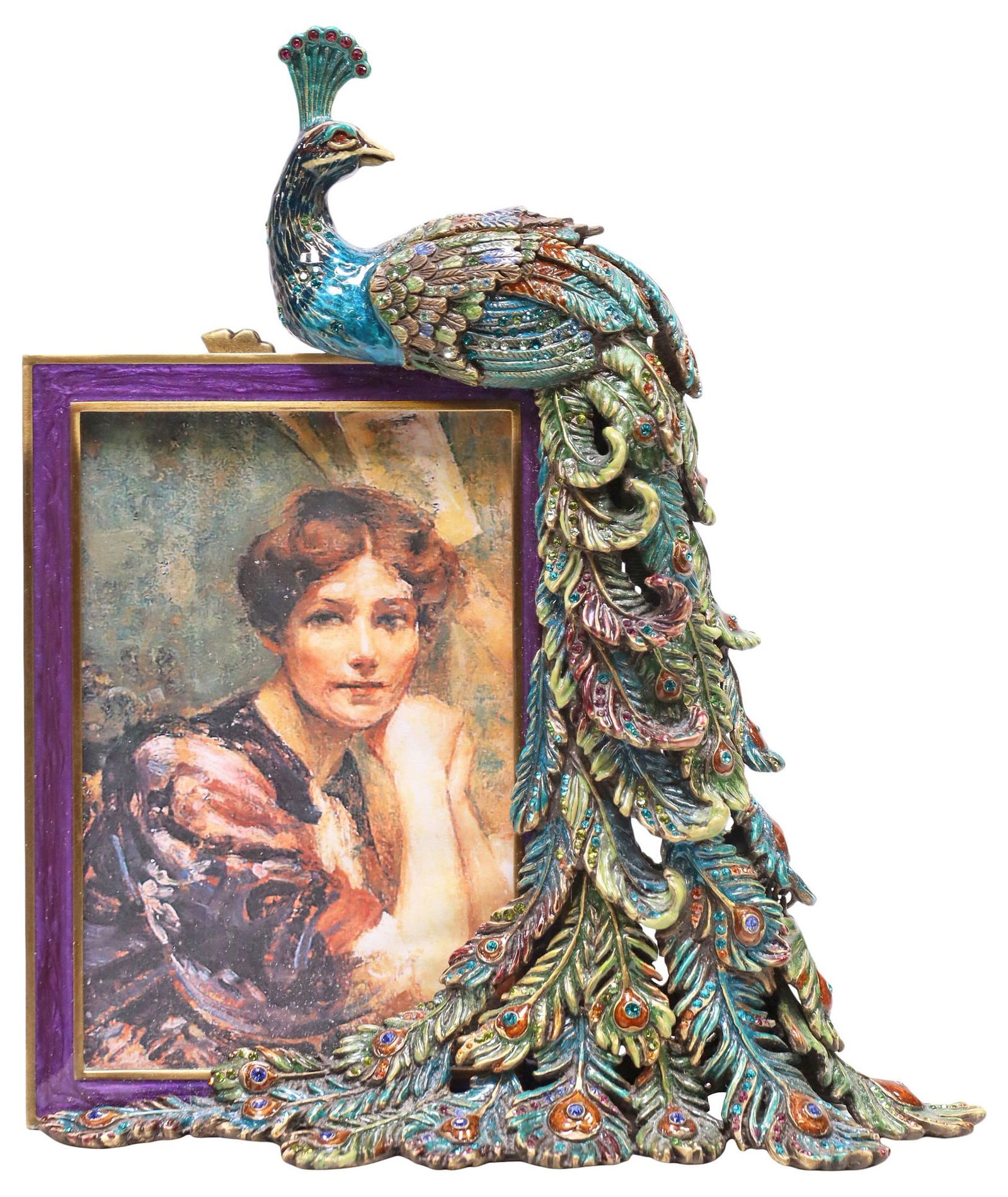 JAY STRONGWATER ENAMEL & SWAROVSKI CRYSTAL PEACOCK PICTURE FRAME (1 of 3)