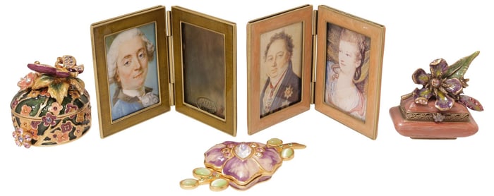 (5) JAY STRONGWATER ENAMEL & SWAROVSKI CRYSTAL BOXES, FRAMES, & PERFUME COMPACT
