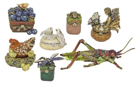 (7) JAY STRONGWATER ENAMEL & SWAROVSKI CRYSTAL GIFTWARE TRINKET BOXES