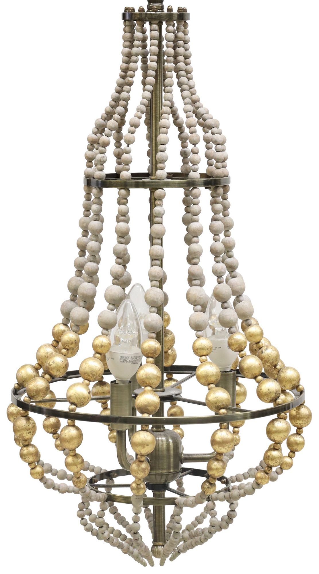 CONTEMPORARY PARCEL-GILT WOOD & IRON 3-LIGHT CHANDELIER (1 of 4)