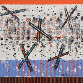 PAUL MAXWELL (1925-2015) PAINTING 'RANDOM COORDINATES,' 24" X 24"