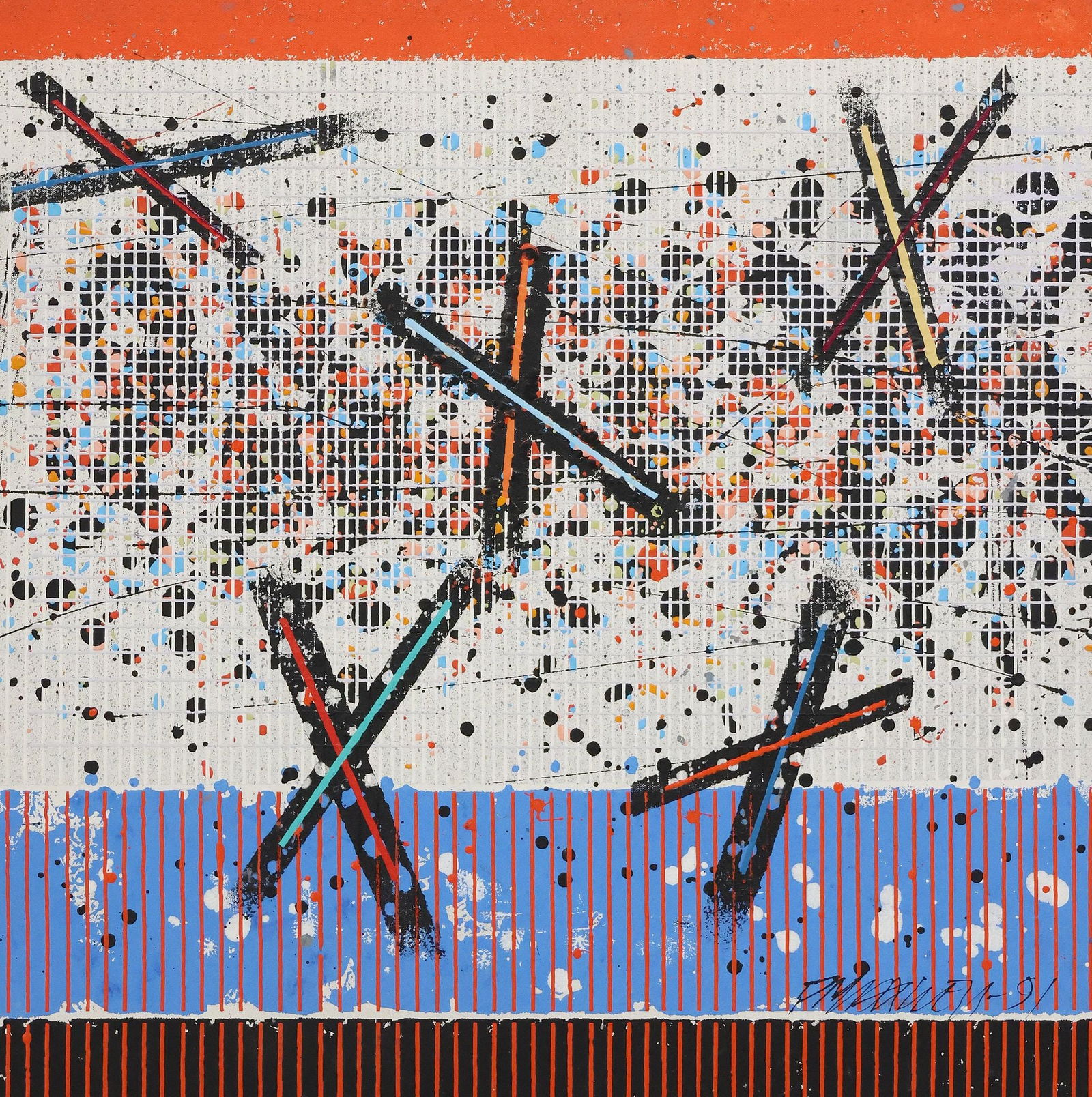 PAUL MAXWELL (1925-2015) PAINTING 'RANDOM COORDINATES,' 24" X 24" (1 of 5)