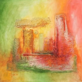 MARILYN EITZEN JONES (1931-2024) MID-CENTURY MIXED MEDIA PAINTING