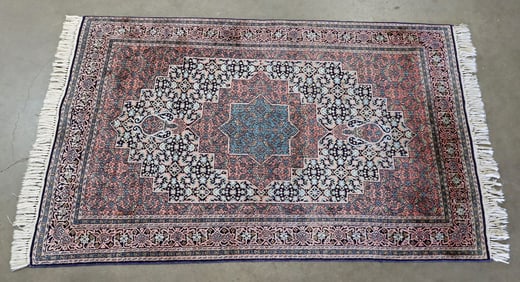 ESTATE HAND-TIED INDIAN KASHMIR RUG, 4'0.5" X 6'