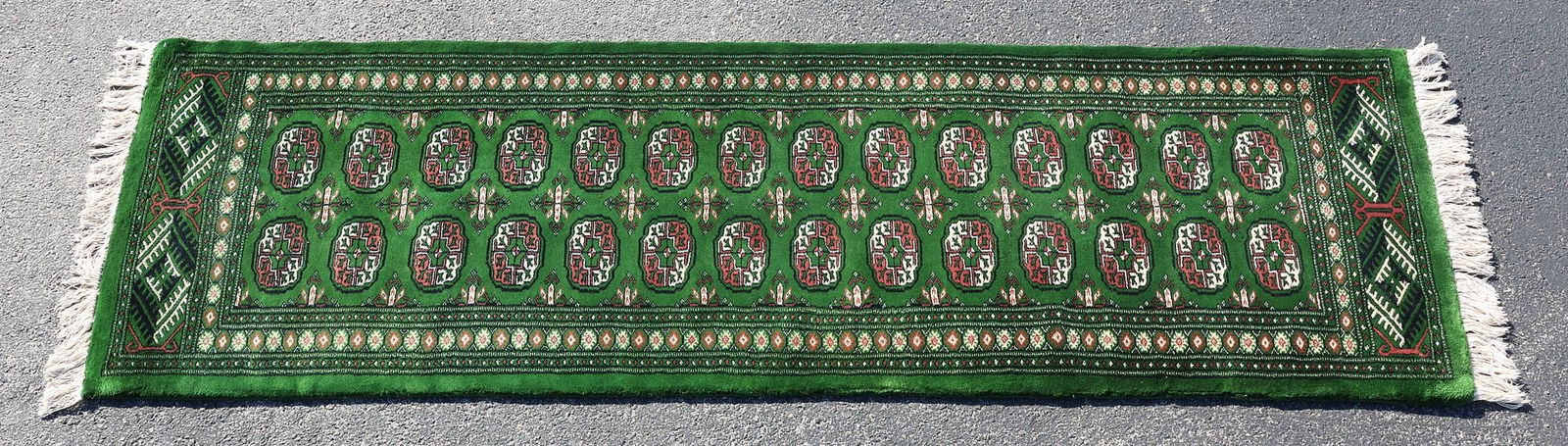 ESTATE HAND-TIED AFGHANISTAN BOKHARA RUNNER, 8'3.5" X 2'7.5" (1 of 3)