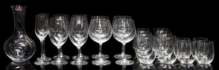 (21) RIEDEL COLORLESS STEMWARE, TUMBLERS &  DECANTER