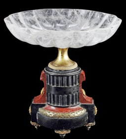 FRENCH MARBLE & ROCK CRYSTAL TAZZA-FORM GARNITURE