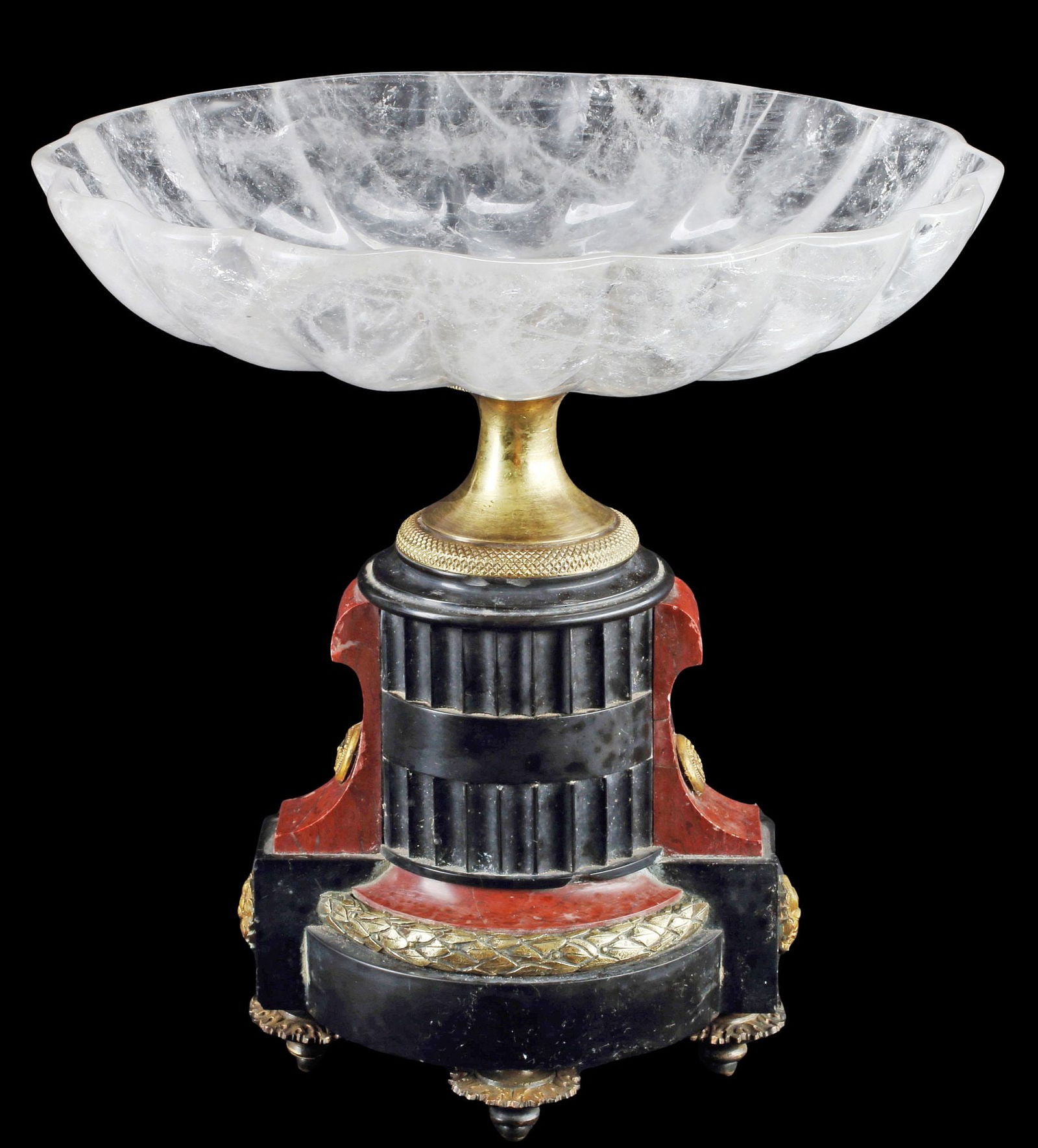 FRENCH MARBLE & ROCK CRYSTAL TAZZA-FORM GARNITURE (1 of 5)