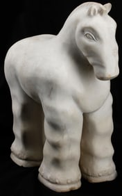 AFTER FERNANDO BOTERO MARBLE SCULPTURE, 'TROJAN HORSE'