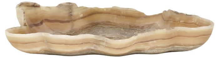 LARGE GEOLOGICAL NATURAL EDGE ONYX BOWL, 34.5"L