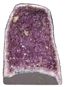 LARGE GEOLOGICAL AMETHYST CATHEDRAL GEODE, 14.5"H