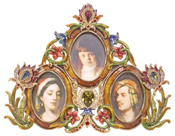 JAY STRONGWATER ENAMEL & SWAROVSKI CRYSTAL TRIPLE OVAL PICTURE FRAME