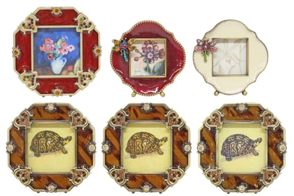 (6) JAY STRONGWATER ENAMEL& SWAROVSKI CRYSTAL 'EVA' & 'DRAGONFLY' FRAMES