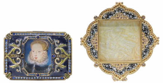 (2) JAY STRONGWATER ENAMEL & SWAROVSKI CRYSTAL FRAME & TRINKET BOX