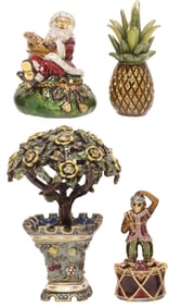 (4) JAY STRONGWATER ENAMEL & CRYSTAL TRINKET BOXES & HOLIDAY GIFTWARE