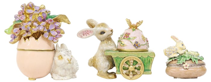 (3) JAY STRONGWATER EASTER COLLECTIONS BUNNY TRINKET BOXES