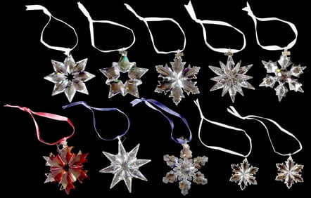 (10) SWAROVSKI CRYSTAL ANNUAL CHRISTMAS ORNAMENTS