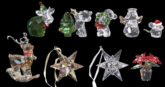 (9) SWAROVSKI CRYSTAL CHRISTMAS HOLIDAY FIGURES & ORNAMENTS