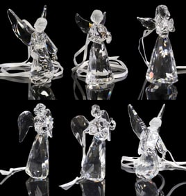 (6) SWAROVSKI CRYSTAL ANNUAL EDITION ANGEL CHRISTMAS ORNAMENTS