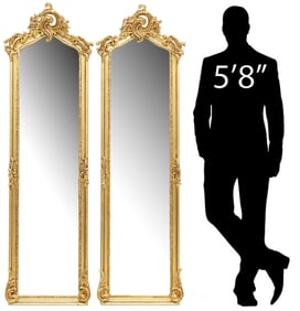 (2) LOUIS XVI STYLE GILT BEVELED PIER MIRRORS, 69"H