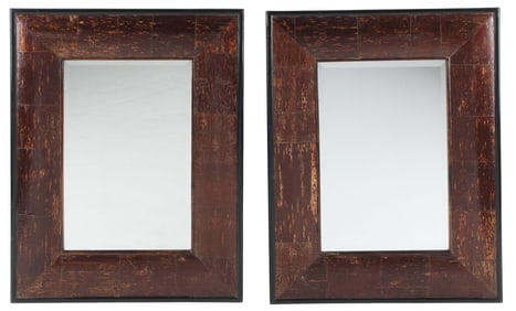 (2) PORTUGUESE STYLE RECTANGULAR BEVELED WALL MIRRORS, 35"H