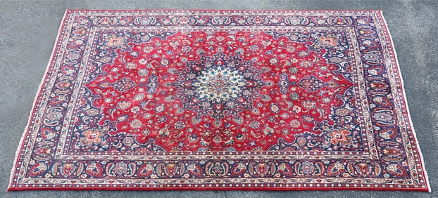 ESTATE HAND-TIED PERSIAN MASHAD WOOL TABRIZ RUG, 12'7" X 9'8"