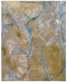 LIEVE SAETHER (20TH C.) LARGE ABSTRACT PAINTING, 'CONSTITUTION I' 60" X 48"