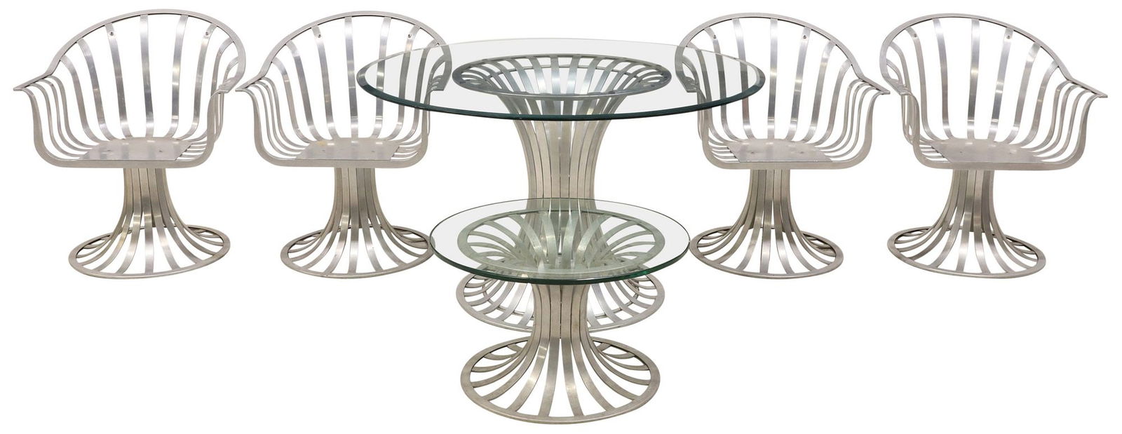 (6) HERBERT SAIGER FOR RUSSELL WOODARD (ATTRIB.) ALUMINUM PATIO DINING SET (1 of 5)