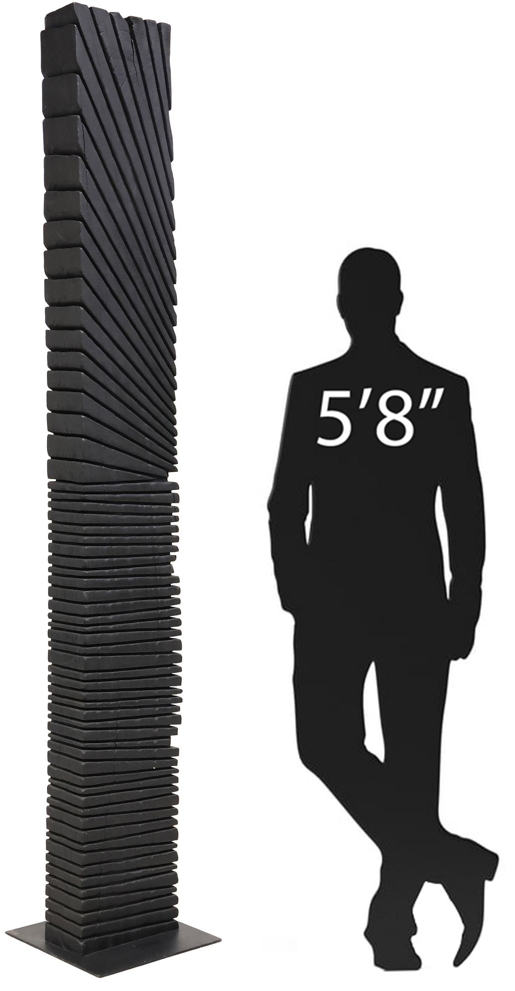 LARGE BLACK CHARRED WOOD TOTEM FLOOR SCULPTURE, 88" (1 of 3)