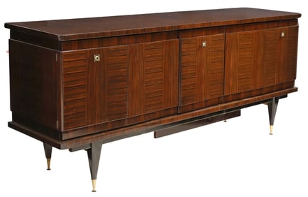 FRENCH MID-CENTURY MODERN LACQUERED EXOTIC VENEER SIDEBOARD