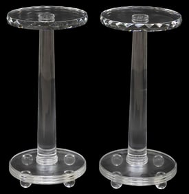 (2) CONTEMPORARY CARACOLE COLORLESS CRYSTAL DRINK TABLES