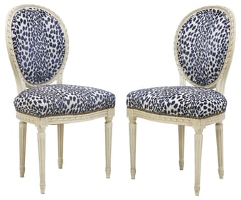 (2) FRENCH LOUIS XVI STYLE WHITE-PAINTED SIDE CHAIRS