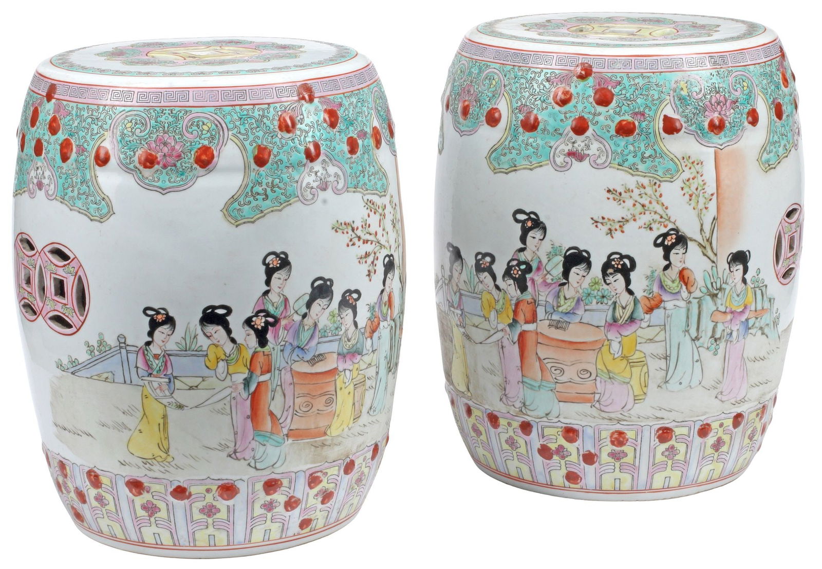 (2) CHINESE FAMILLE ROSE PORCELAIN GARDEN SEATS (1 of 6)