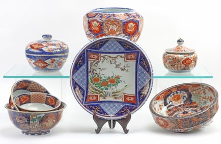 (8) JAPANESE IMARI PALETTE PORCELAIN TABLEWARE