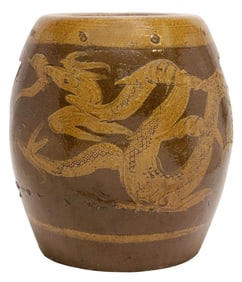 CHINESE GLAZED EARTHENWARE 'DRAGON' MARTABAN STORAGE JAR