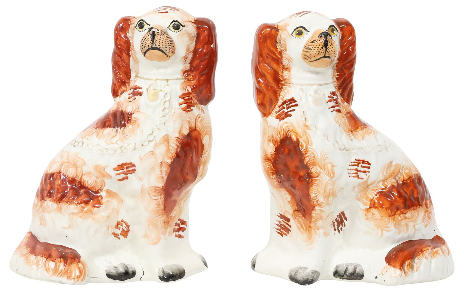 (2) ENGLISH VICTORIAN STAFFORDSHIRE MANTEL DOGS (1 of 3)