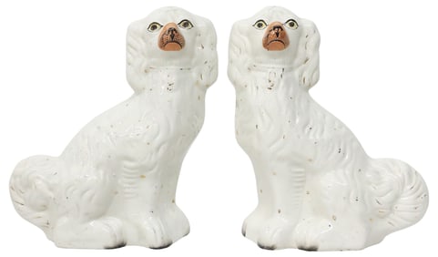 (2) ENGLISH VICTORIAN STAFFORDSHIRE MANTEL DOGS