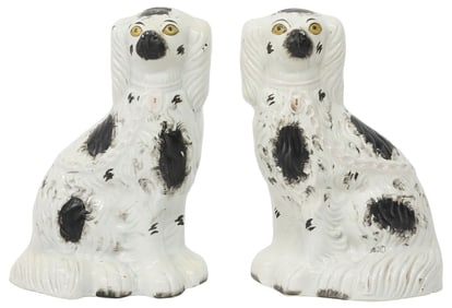 (2) ENGLISH VICTORIAN STAFFORDSHIRE MANTEL DOGS
