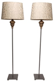 (2) GILTWOOD & METAL TALL 1-LIGHT ASSEMBLED  TABLE LAMPS, 40"H