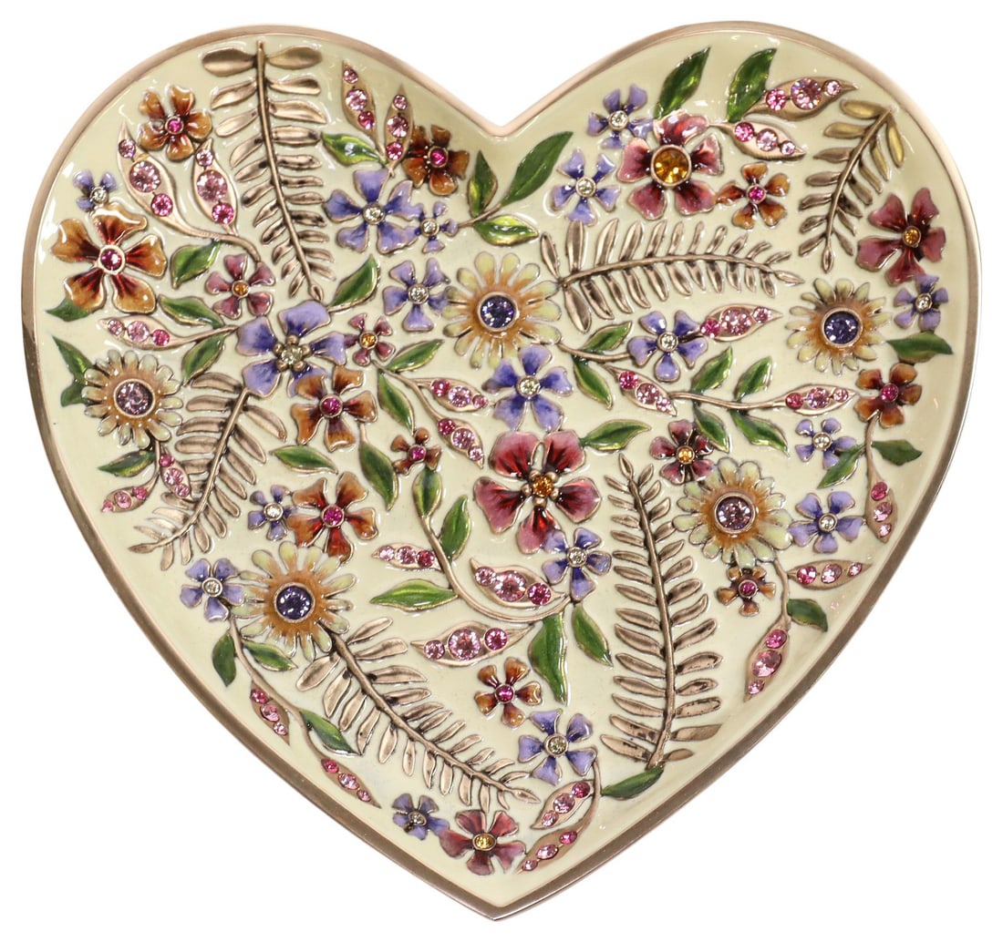 JAY STRONGWATER ENAMEL & SWAROVSKI CRYSTAL HEART TRINKET TRAY (1 of 6)