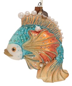 JAY STRONGWATER SWAROVSKI CRYSTAL & GLASS FISH CHRISTMAS ORNAMENT