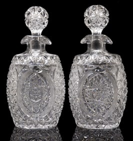 (2) ANGLO-IRISH PROFUSELY CUT CRYSTAL DECANTERS WITH STOPPERS