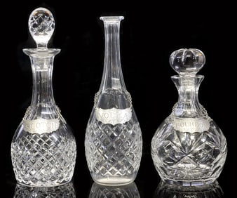 (3) CUT CRYSTAL DECANTERS, 1 BACCARAT 'BURGOS'