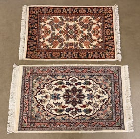 (2) ESTATE HAND-TIED TABRIZ SCATTER RUGS, LARGEST: 3'4" X 2'