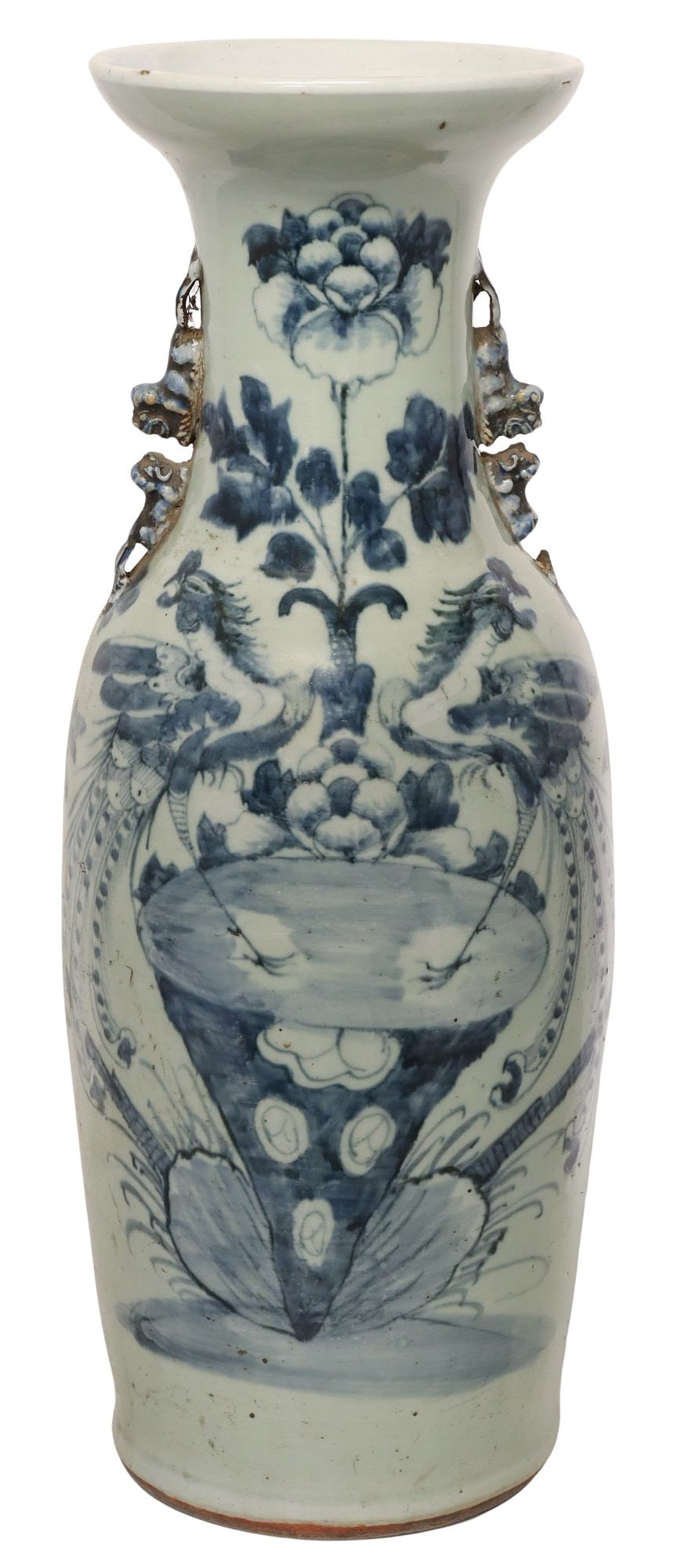 CHINESE BLUE & WHITE PORCELAIN BAULSTER VASE (1 of 3)