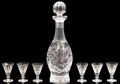 (7) WATERFORD 'GLENGARRIFF' DECANTER & 'TRAMORE' CORDIALS