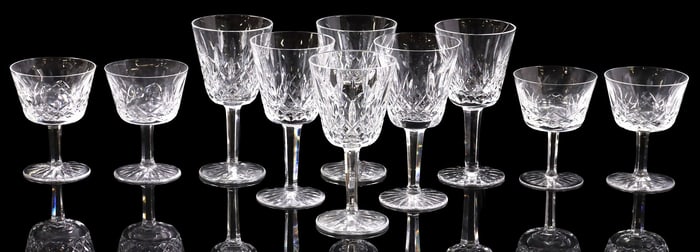 (10) WATERFORD 'LISMORE' CLARET WINE & LIQUOR COCKTAIL GLASSES