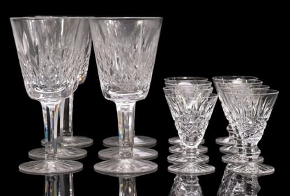 (14) WATERFORD 'LISMORE' CUT CRYSTAL STEMWARE