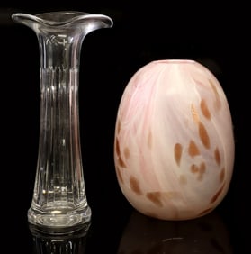 (2) WATERFORD CRYSTAL 'BALLET RUFFLE' & 'EVOLUTION' ART GLASS VASES