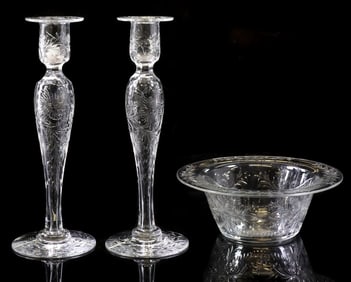 (3) HAWKES & PAIRPOINT (ATTRIB.) CUT CRYSTAL TABLE ARTICLES